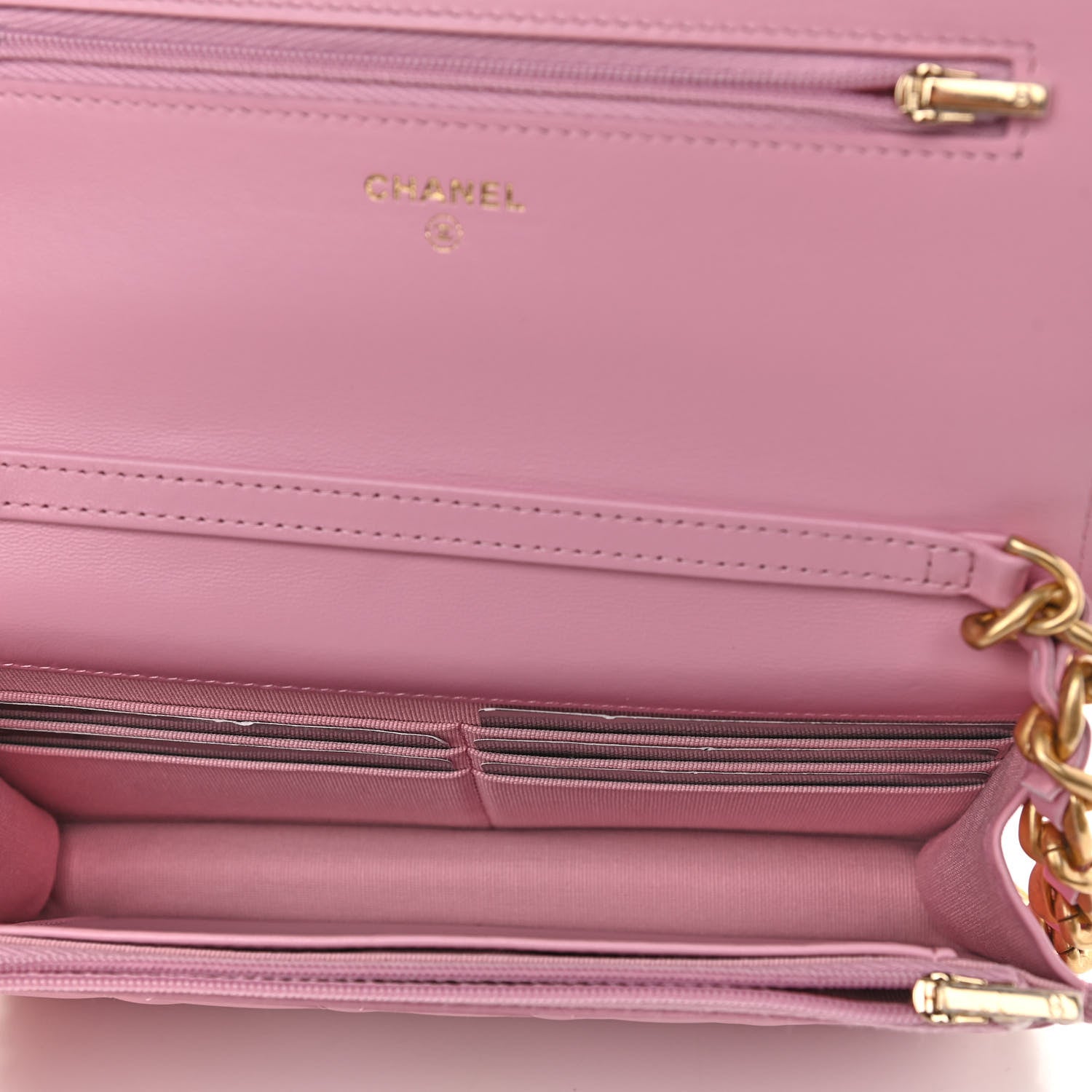 Chanel Lambskin Resin Quilted Wallet On Chain WOC Dark Pink 5 of 14