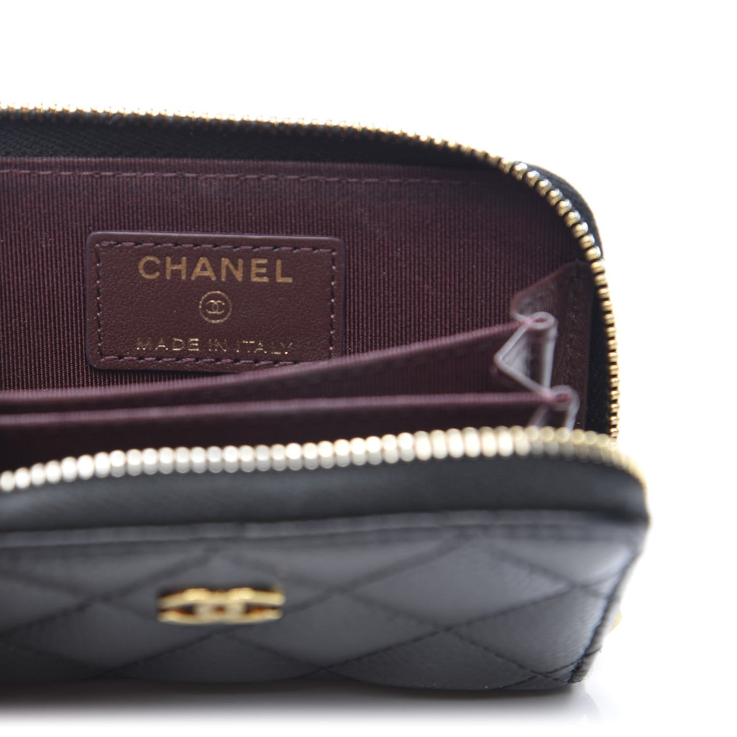 Caviar Quilted Zip Coin Purse Black