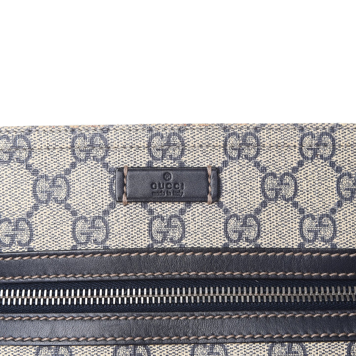 GG Supreme Monogram Small Flat Side Zip Messenger Bag Beige Blue