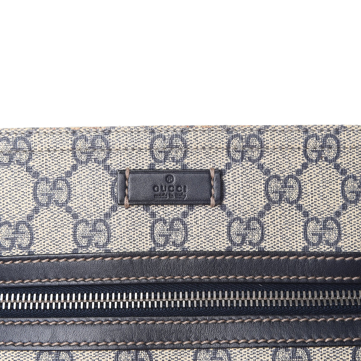 Gucci GG Supreme Monogram Small Flat Side Zip Messenger Bag Beige Blue 8 of 13