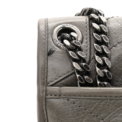 Saint Laurent Crinkled Calfskin Matelasse Monogram Medium Niki Chain Satchel Dark Chocolate 16 of 16