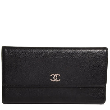 Chanel Caviar Sevruga Long Flap Wallet Black 1 of 8