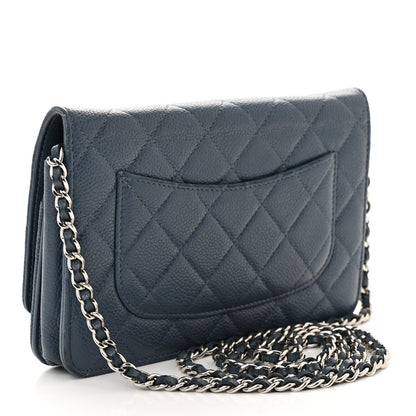 Chanel Caviar Quilted Wallet on Chain WOC Blue 3 of 14