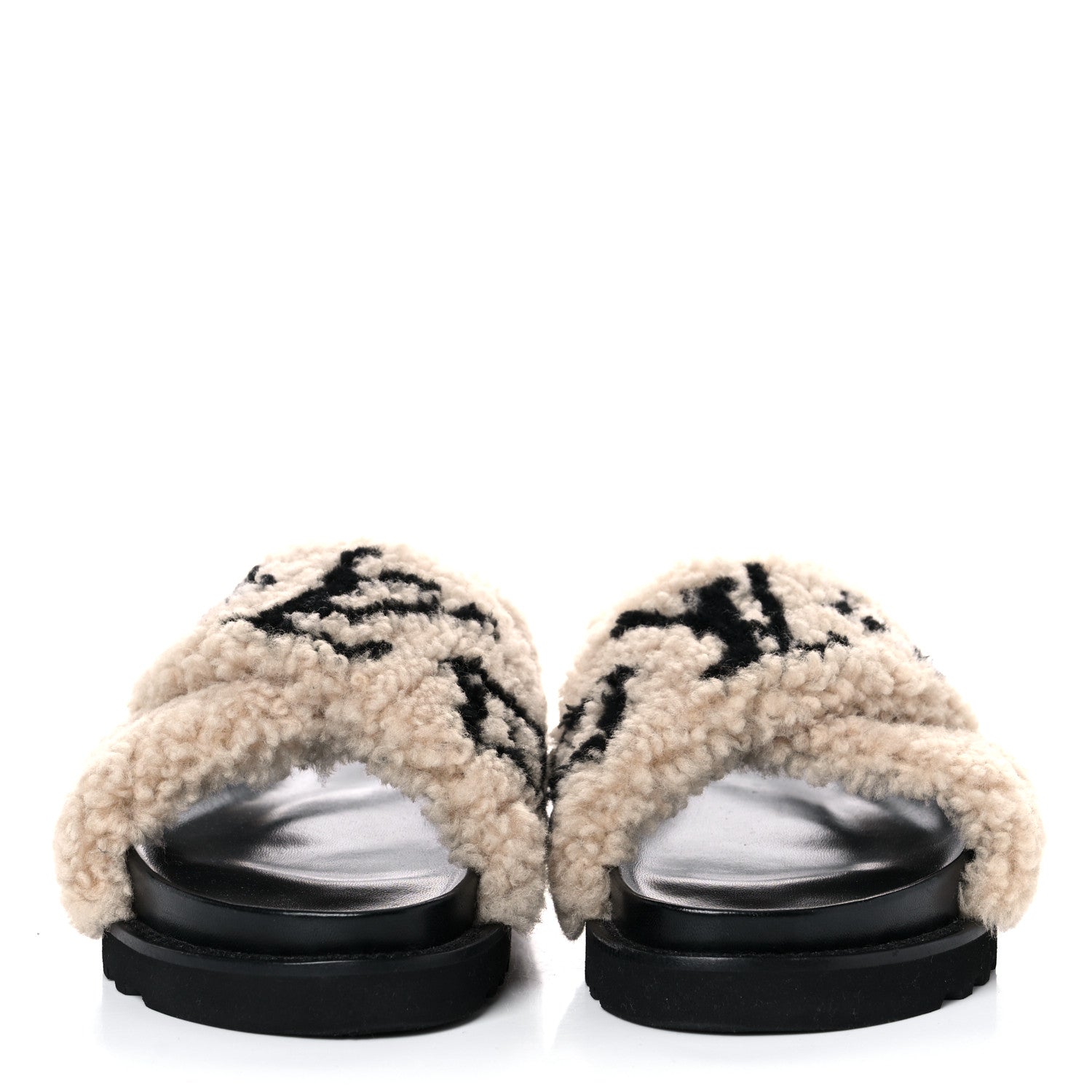 Louis Vuitton Shearling Paseo Sandals 40 Black 2 of 8