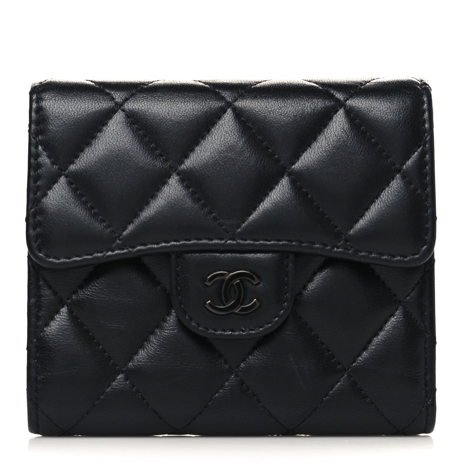 Chanel Lambskin Quilted Compact Flap Wallet So Black 1 of 10