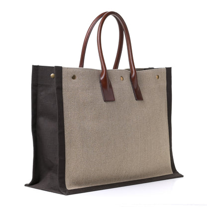 Saint Laurent Linen Calfskin Rive Gauche Tote Natural 2 of 5