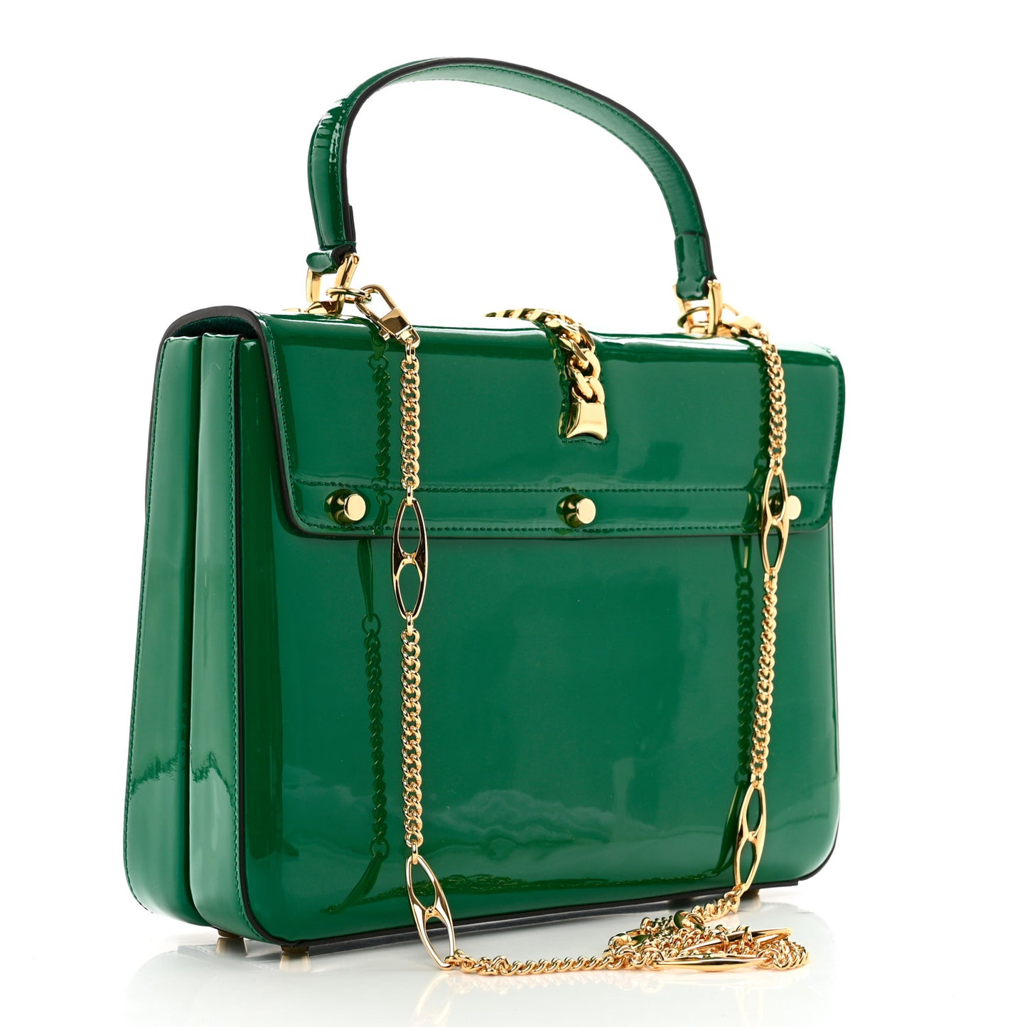 Mousse Top Patent Small Sylvie 1969 Top Handle Bag Emerald