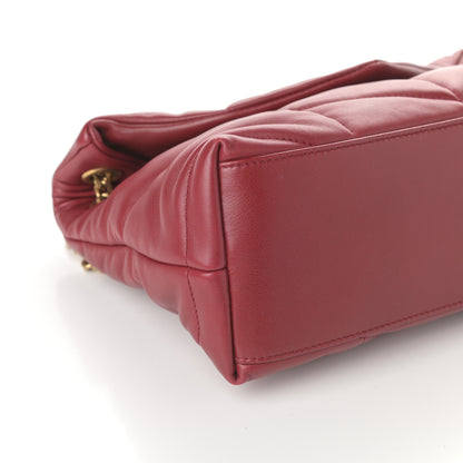 Saint Laurent Lambskin Quilted Small Loulou Puffer Monogram Chain Satchel Red 8 of 9