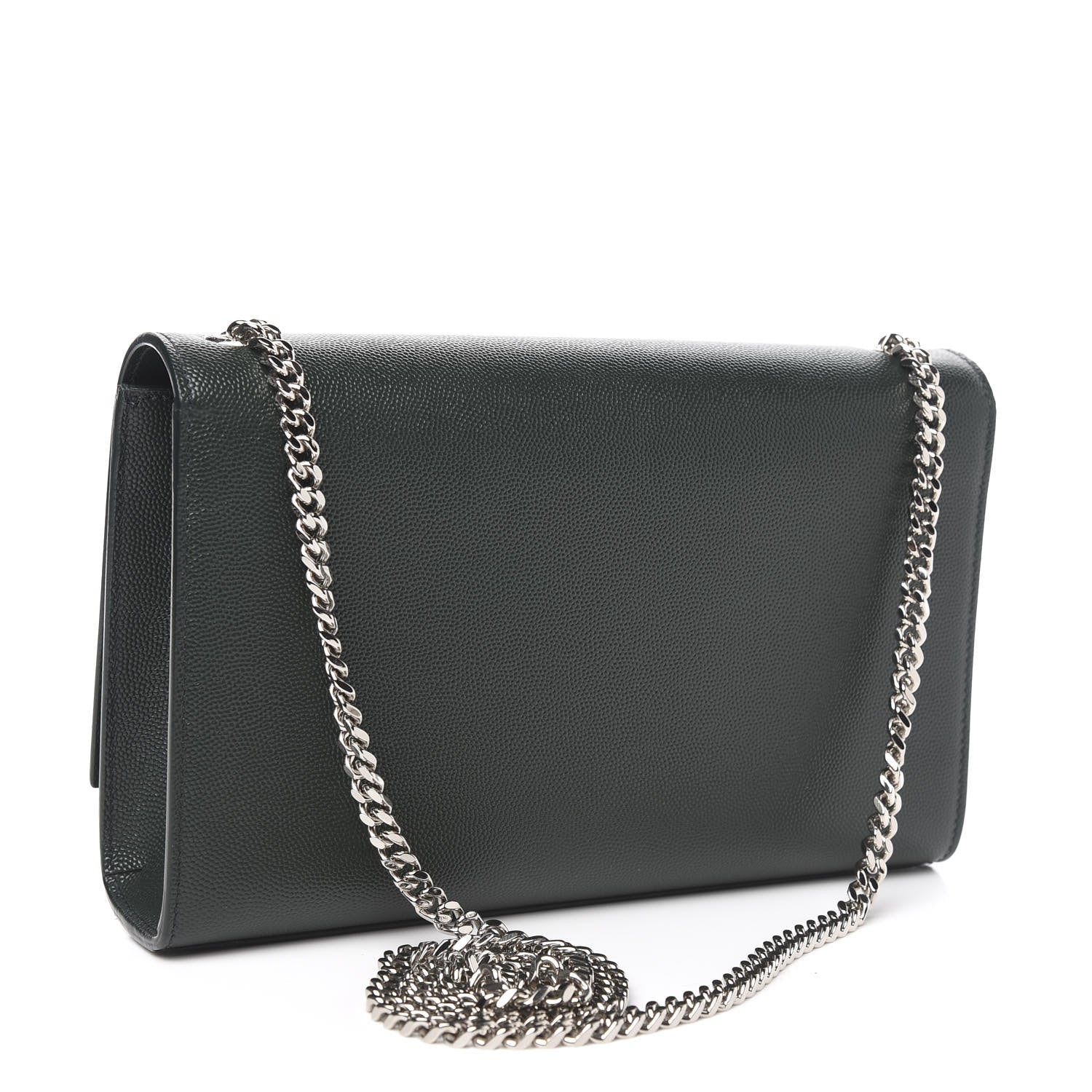 Saint Laurent Grain De Poudre Medium Monogram Kate Satchel Vert Fonce 3 of 10