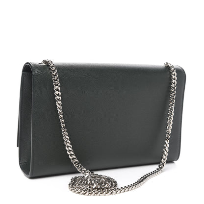 Saint Laurent Grain De Poudre Medium Monogram Kate Satchel Vert Fonce 3 of 10