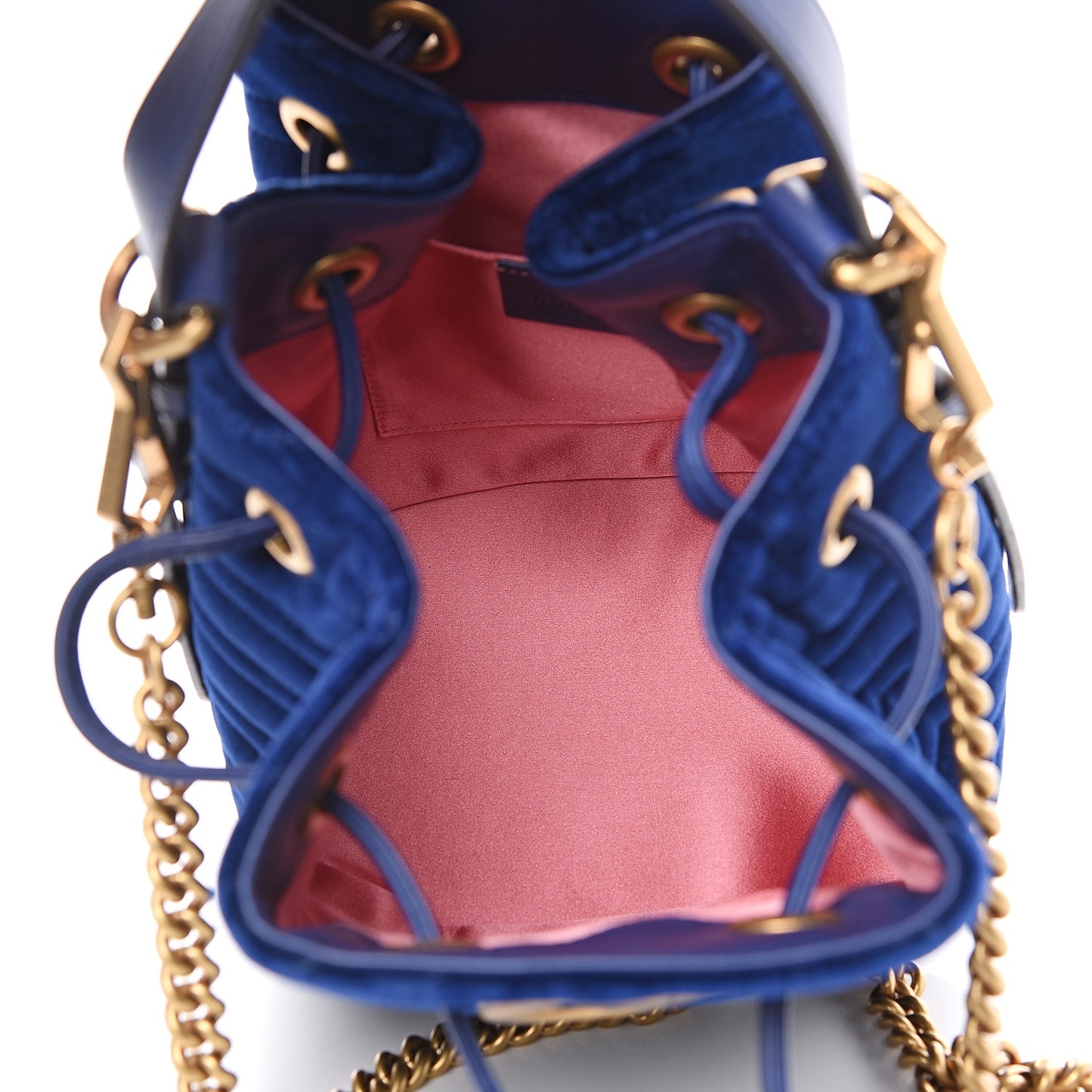 Velvet Matelasse GG Marmont Bucket Bag Cobalt Blue