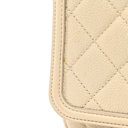 Chanel Caviar Quilted Medium CC Filigree Flap Beige 11 of 12