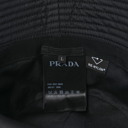Prada Re-Nylon Metal Triangle Logo Mens Bucket Hat L Black 8 of 8