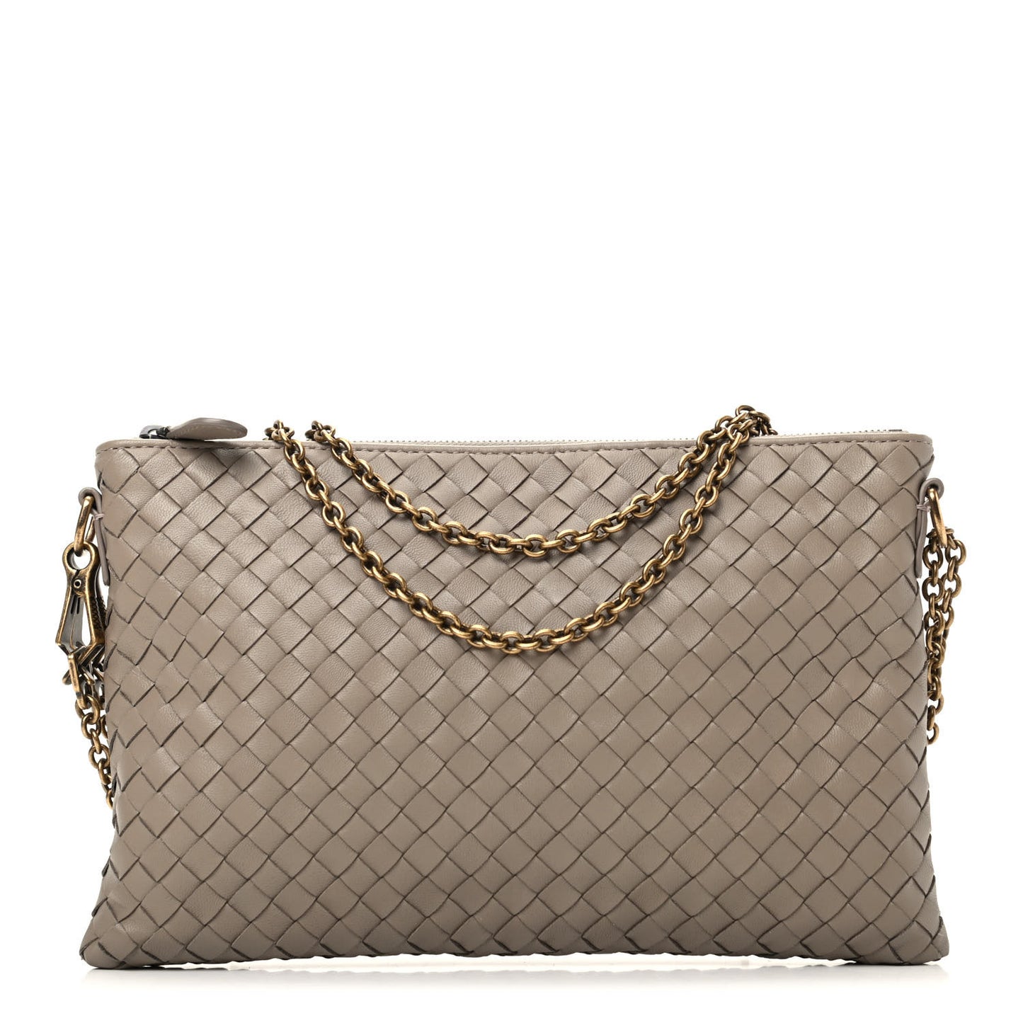 Nappa Intrecciato Crossbody Clutch Bag Limestone