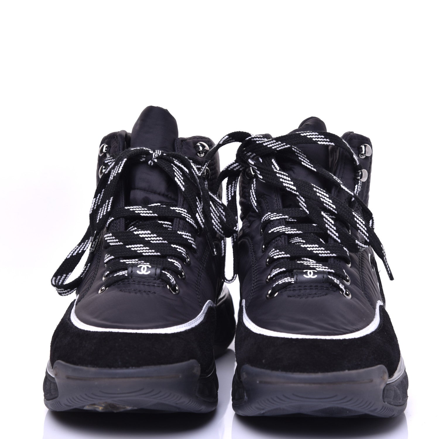 Chanel Fabric Suede Womens CC Sneakers 39 Black 3 of 9