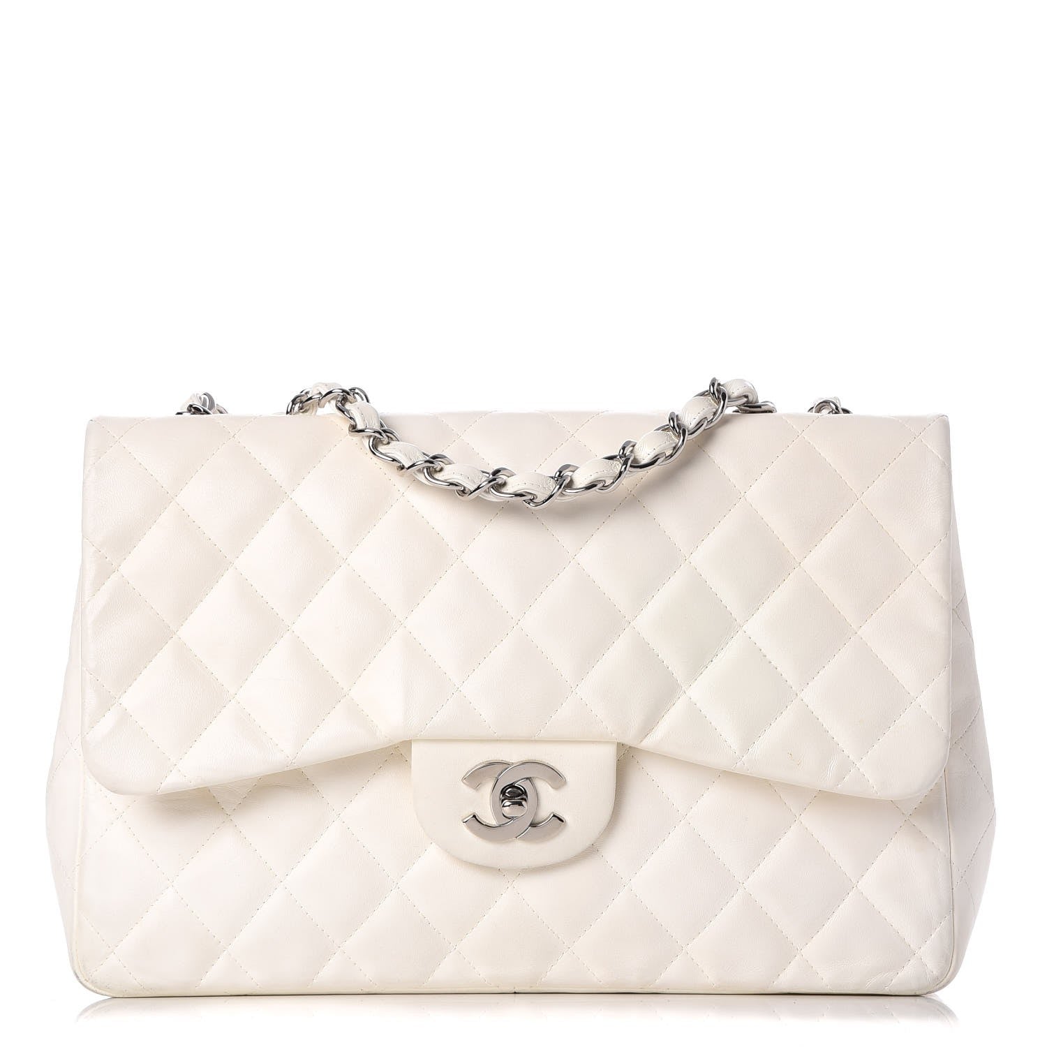 Chanel Lambskin Quilted Jumbo Single Flap White 1 of 19