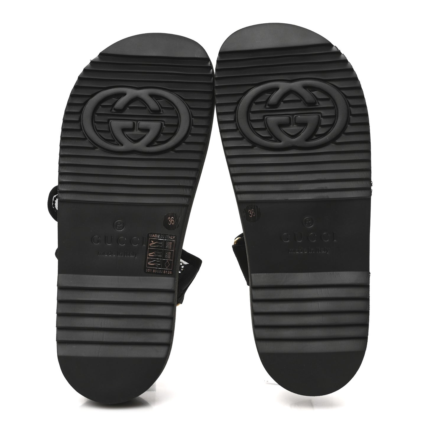 Tela Retino Kid Scamosciato Crystal GG Monogram Womens Dad Sandals 36 Black
