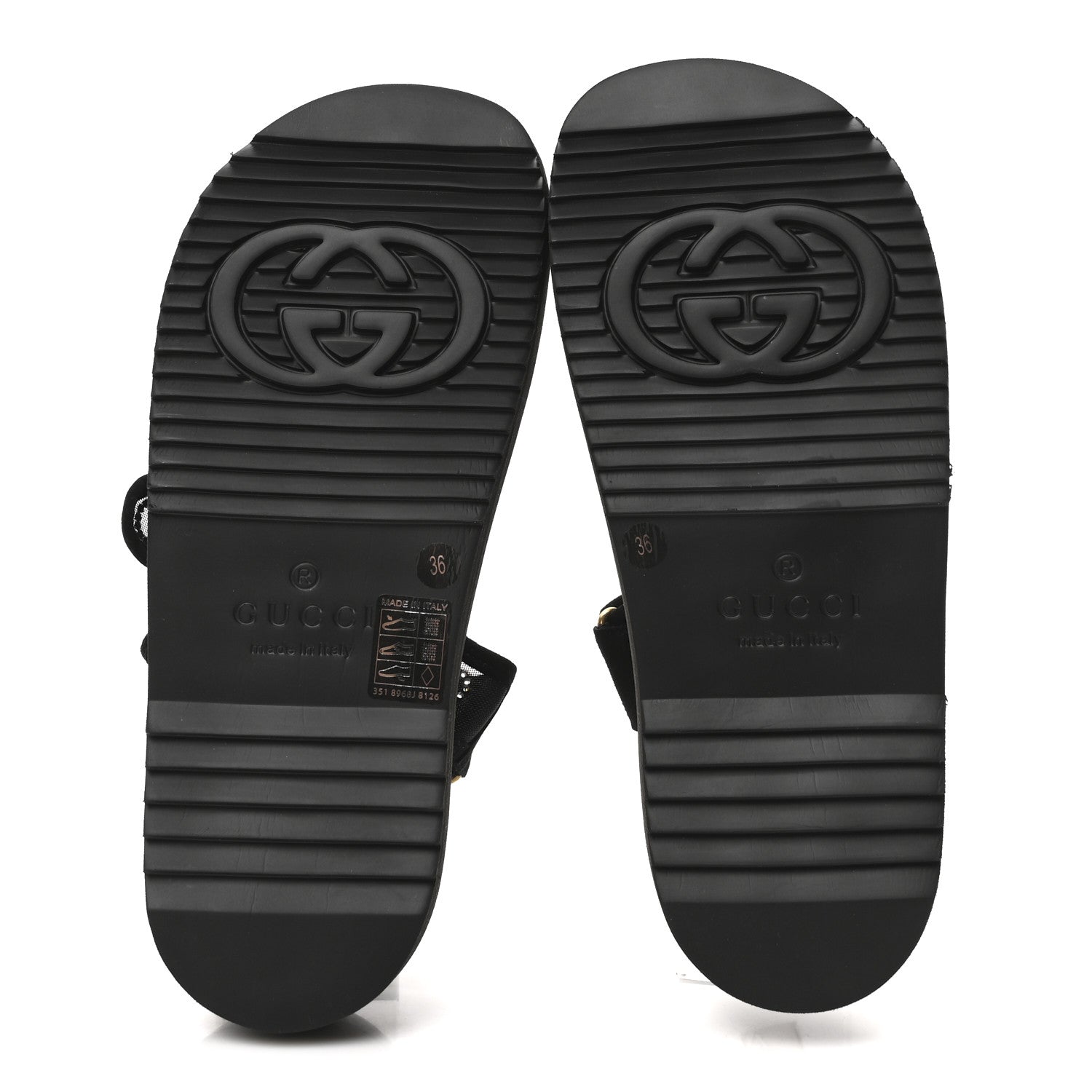 Gucci Tela Retino Kid Scamosciato Crystal GG Monogram Womens Dad Sandals 36 Black 6 of 8