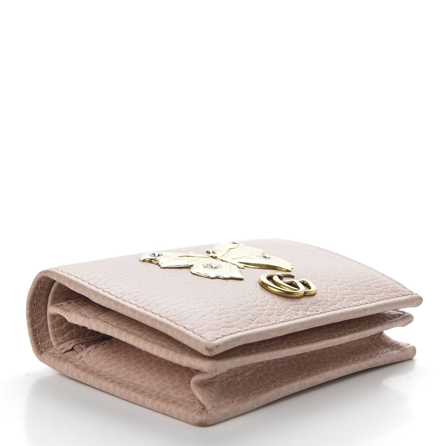 Gucci Pebbled Calfskin Butterfly Card Case Perfect Pink 4 of 7