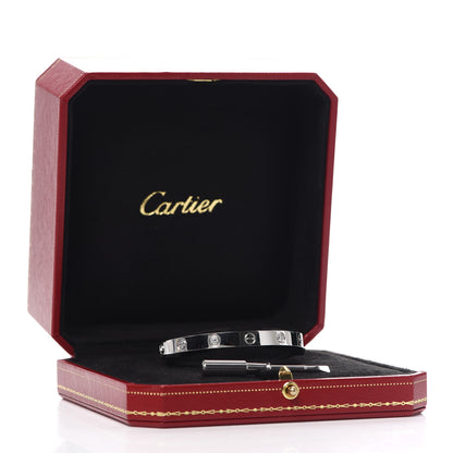 Cartier 18K White Gold 4 Diamond LOVE Bracelet 16 7 of 7