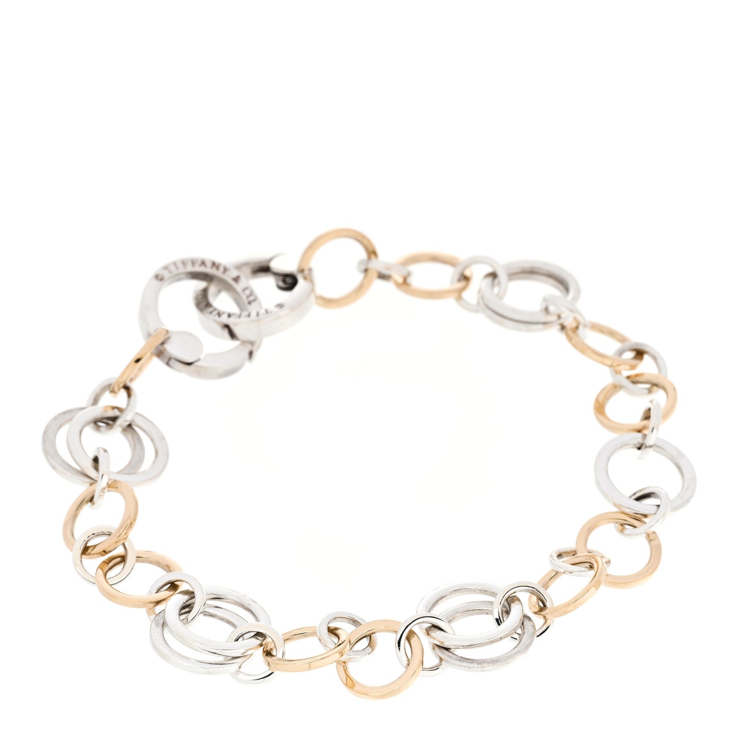 Sterling Silver 18K Yellow Gold Circle Link Bracelet