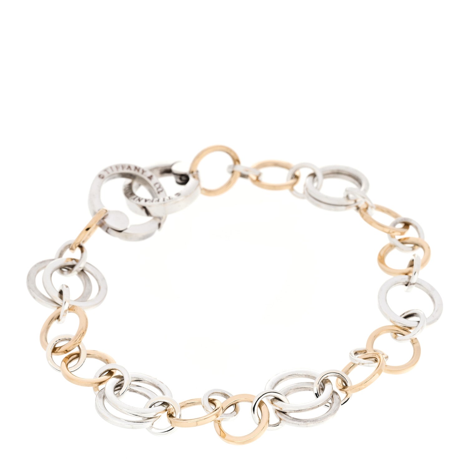 Tiffany Sterling Silver 18K Yellow Gold Circle Link Bracelet 2 of 3