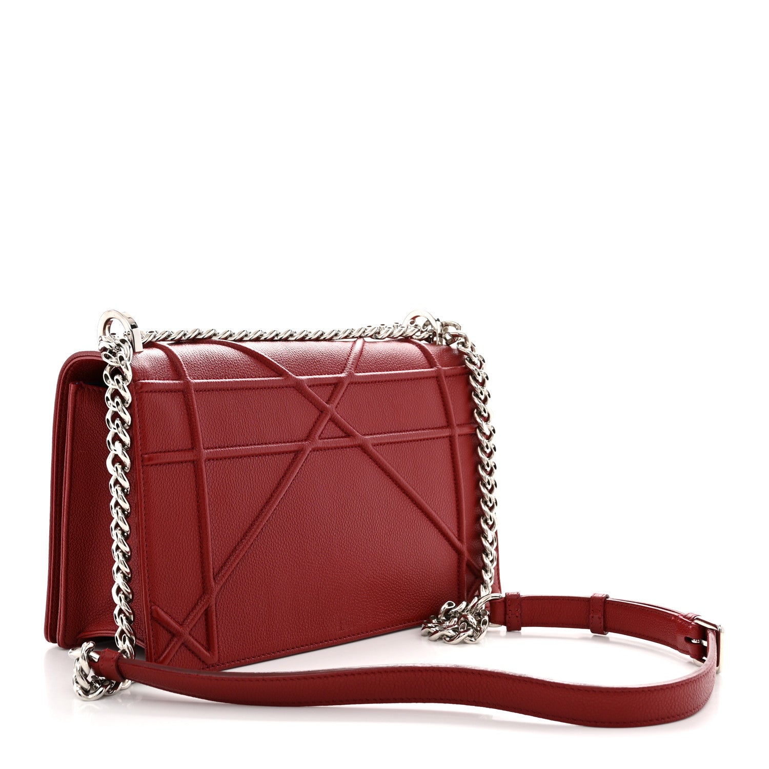 Christian Dior Grained Calfskin Medium Diorama Flap Bag Red 3 of 10
