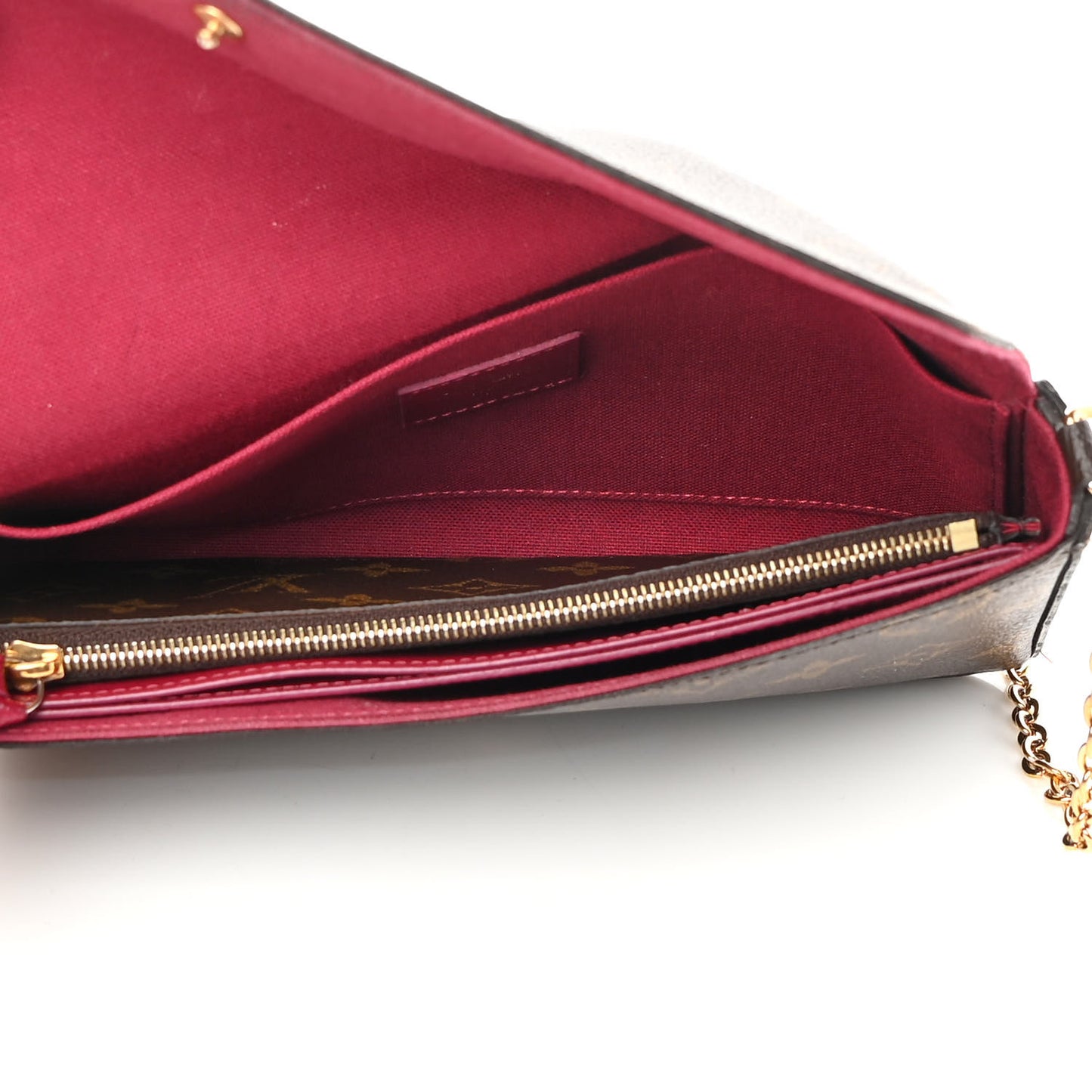 Monogram Pochette Felicie Chain Wallet Fuchsia