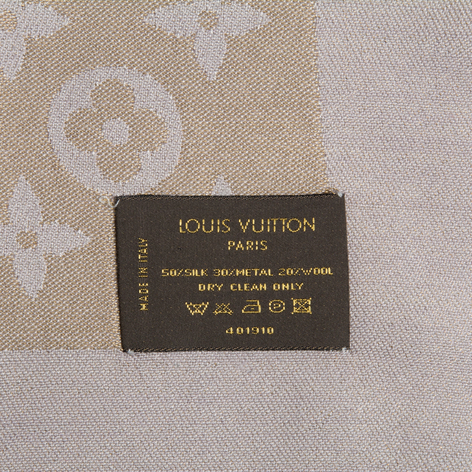 Louis Vuitton Silk Wool Monogram Shine Shawl Beige 5 of 8