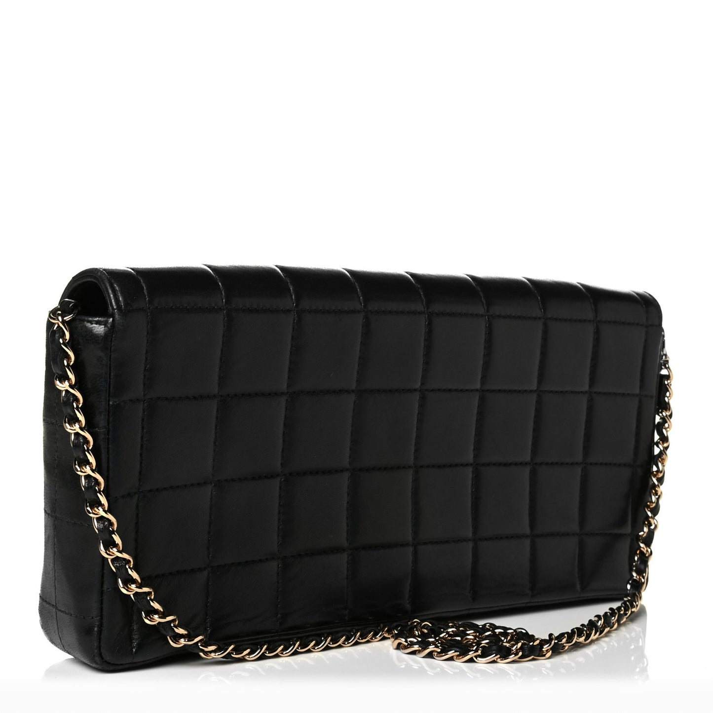 Lambskin East West Chocolate Bar Flap Black