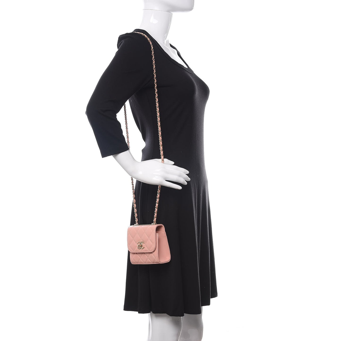 Lambskin Quilted Mini Trendy CC Clutch With Chain Light Pink
