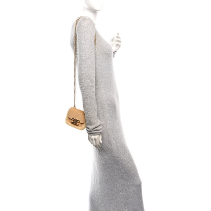 Celine Suede Shearling Triomphe Mini Chain Claude Natural 2 of 9