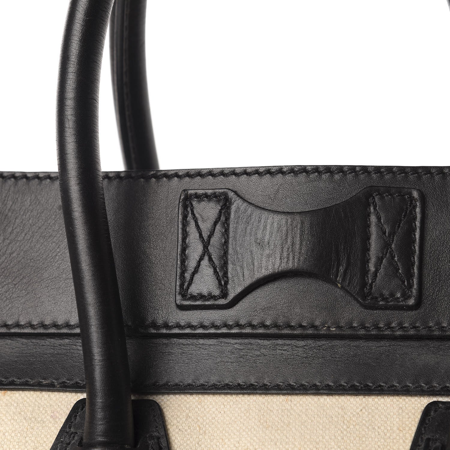 Celine Natural Canvas Smooth Calfskin Mini Luggage Cream 11 of 16