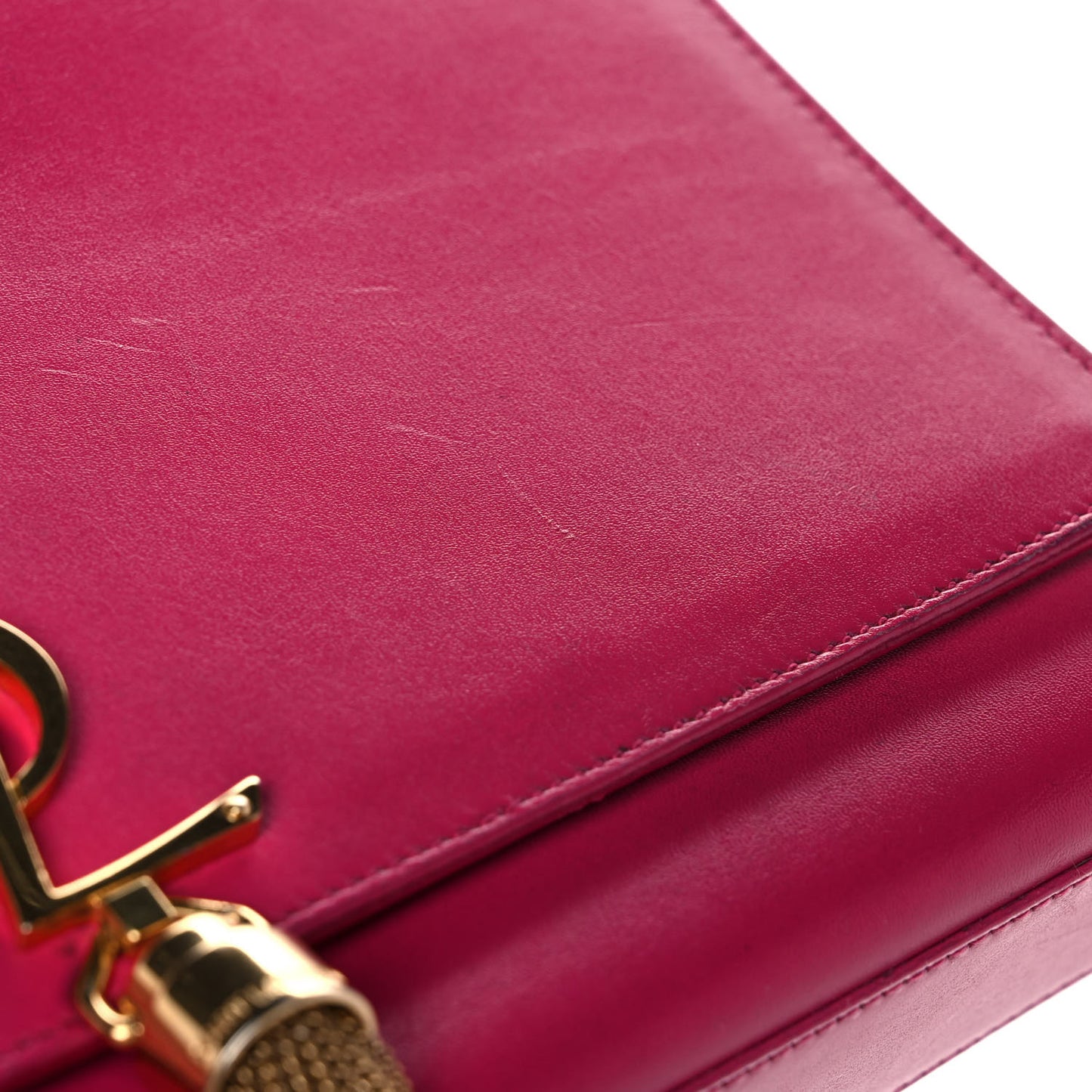 Smooth Calfskin Medium Classic Monogram Kate Tassel Satchel Fuchsia