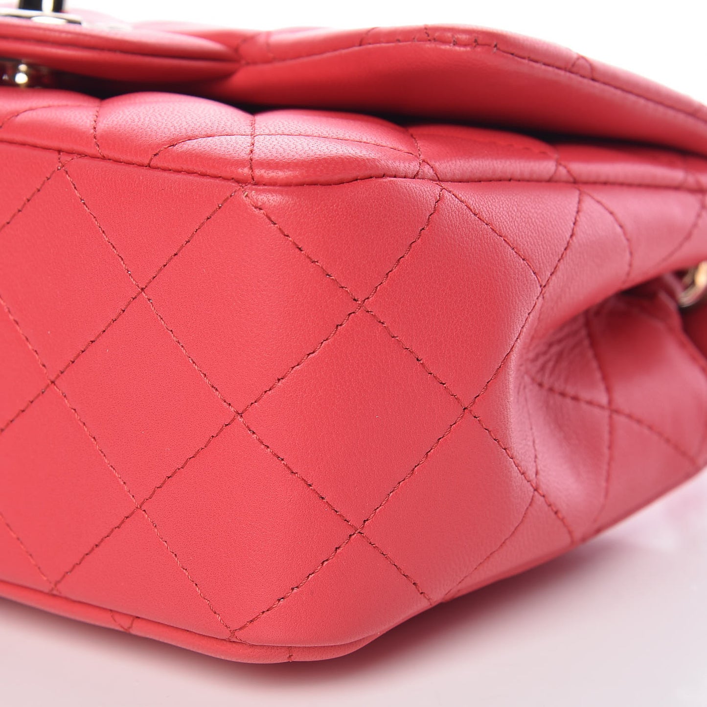 Lambskin Quilted Mini Square Flap Light Red