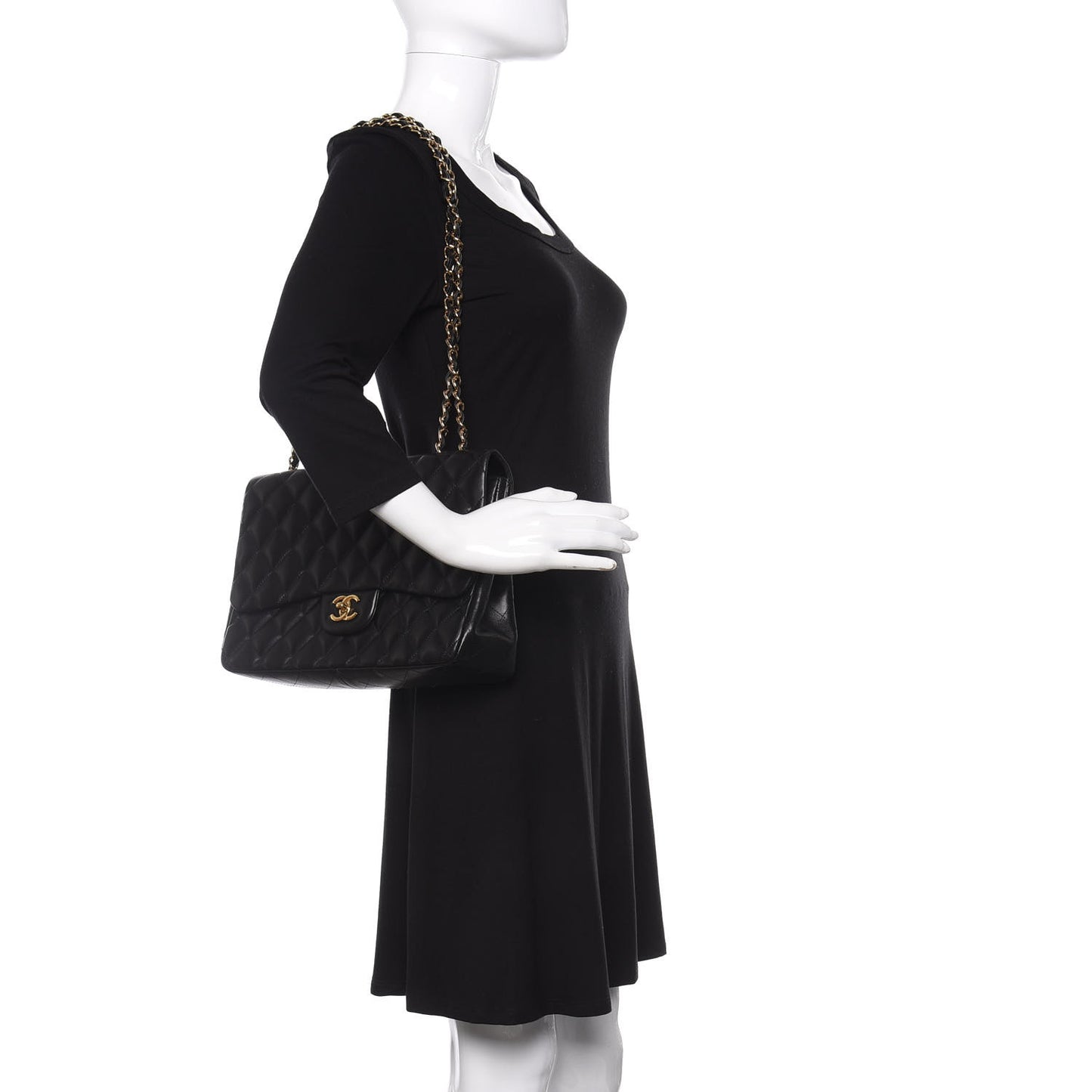Lambskin Quilted Jumbo Single Flap Black