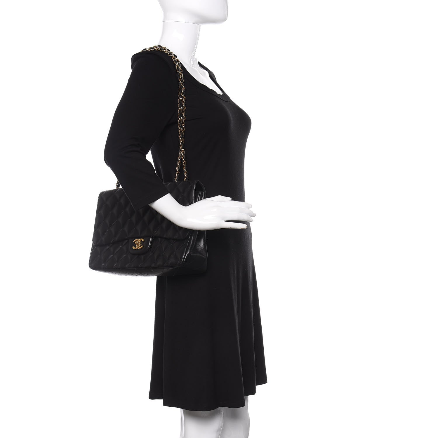 Chanel Lambskin Quilted Jumbo Single Flap Black 2 of 10