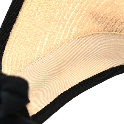 Chanel Straw Grosgrain Visor M Beige Black 8 of 9