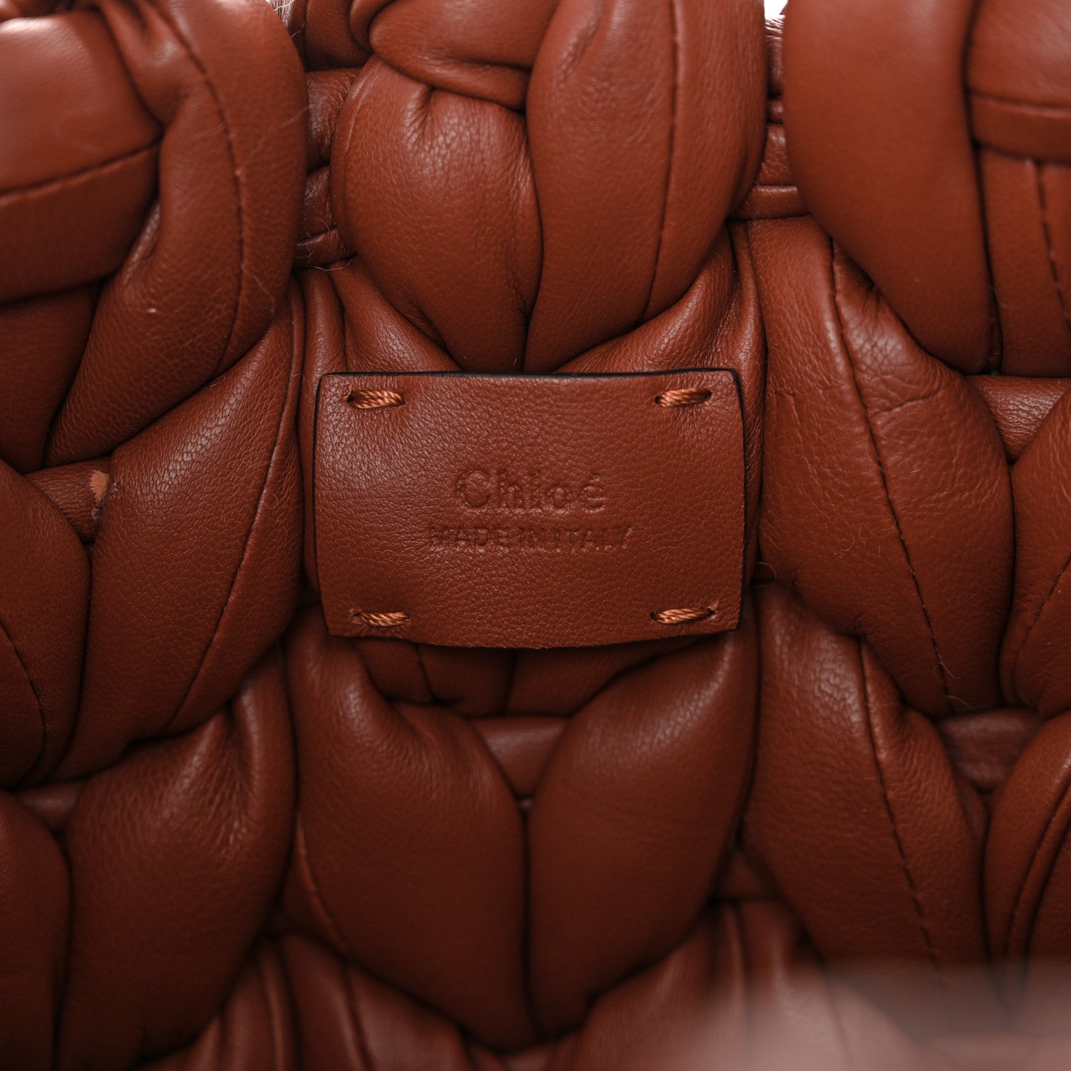 Chloe Lambskin Woven Wooden C Shoulder Bag Sepia Brown 7 of 10