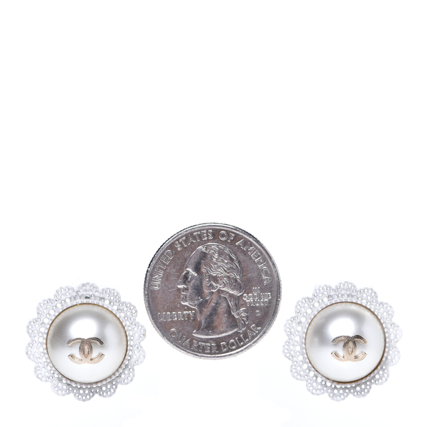 Chanel Pearl CC Round Earrings Light Gold 2 of 4