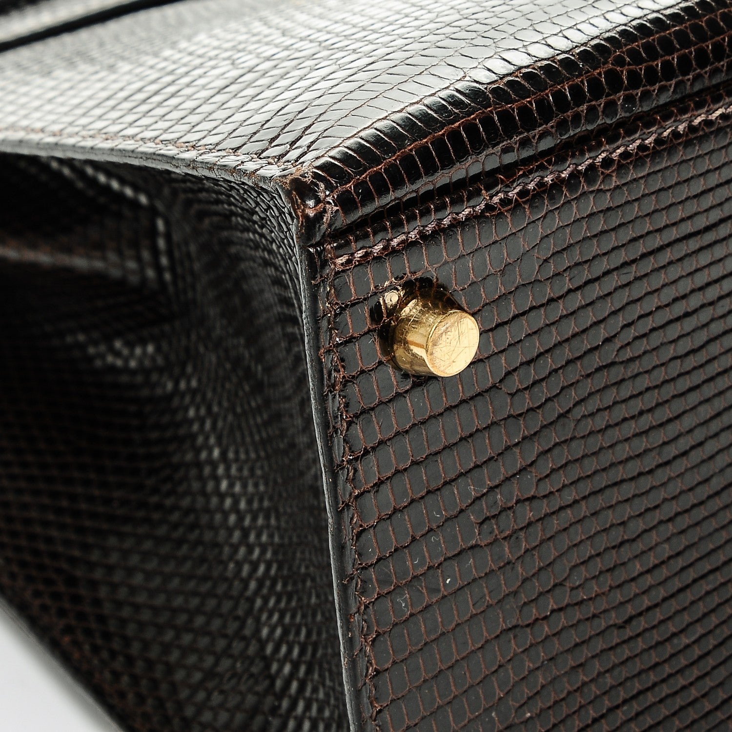 Hermes Shiny Lizard Kelly 28 Havane 11 of 20