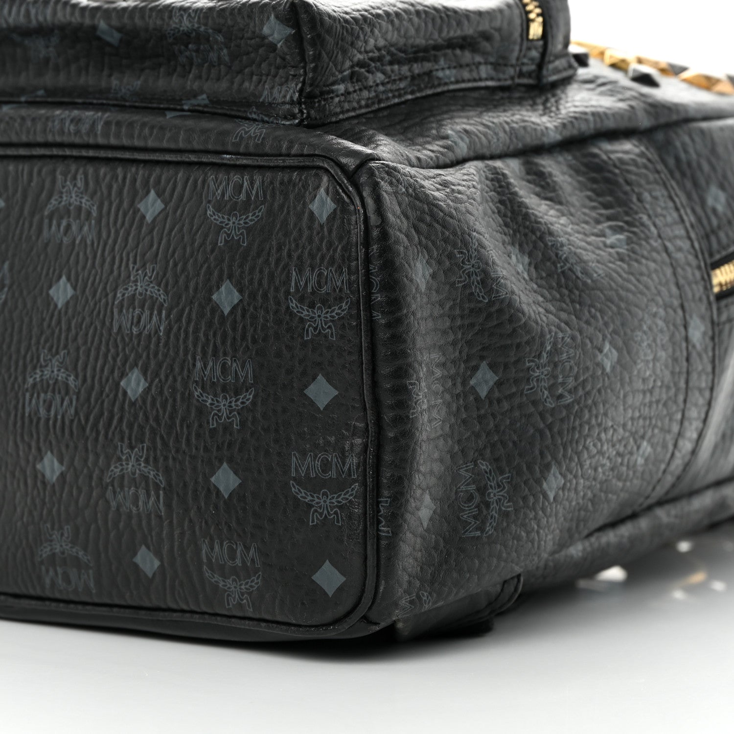 MCM Visetos Studded Medium Stark M Backpack Black 10 of 18