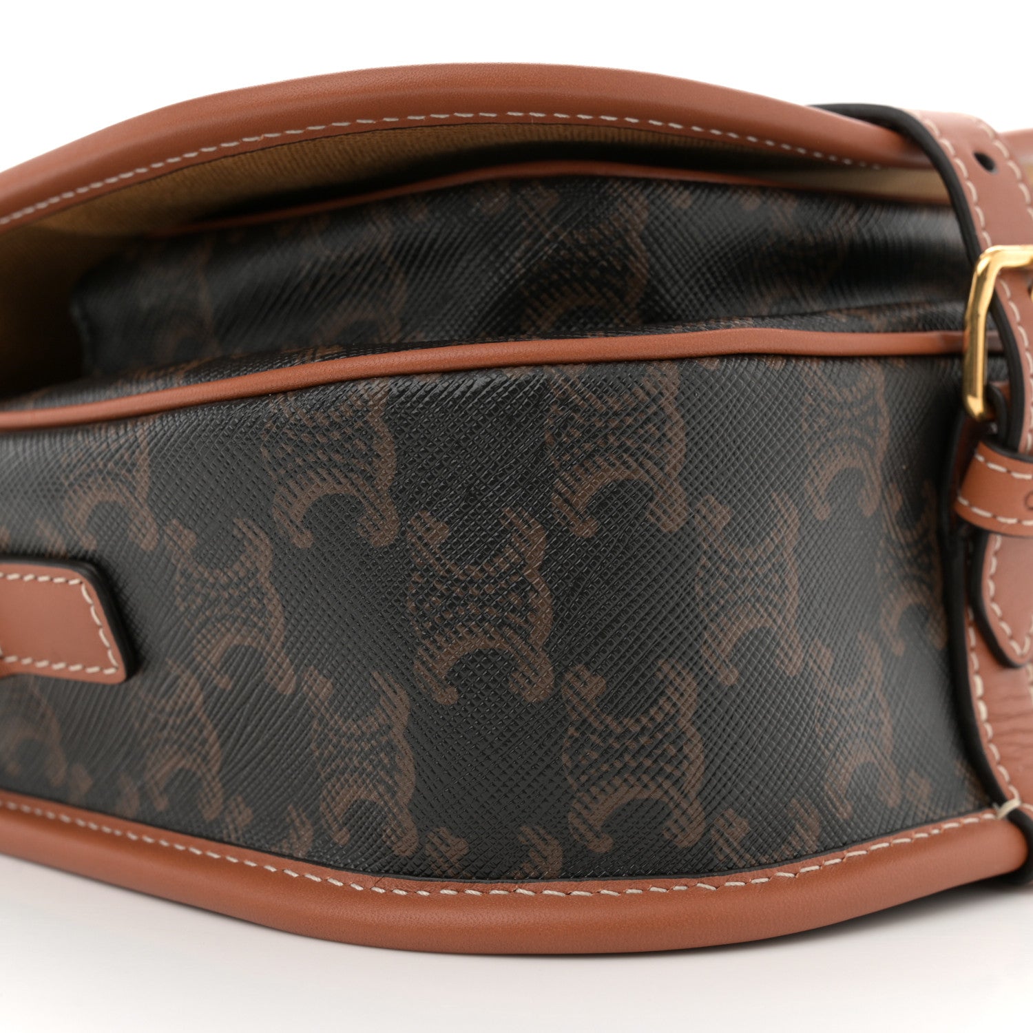 Celine Triomphe Canvas Medium Folco Bag Tan 9 of 10