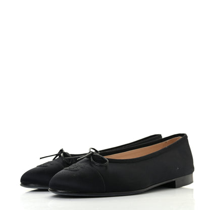 Chanel Satin Cap Toe CC Ballerina Flats 38.5 Black 3 of 7