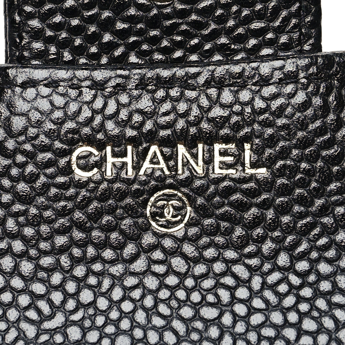 Caviar Quilted Compact Flap Wallet Black