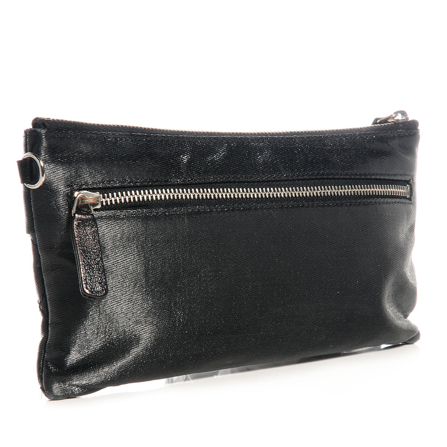Chanel Quilted Coated Canvas Paris Biarritz Ligne Clutch Black 3 of 8