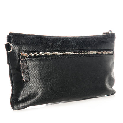 Chanel Quilted Coated Canvas Paris Biarritz Ligne Clutch Black 3 of 8