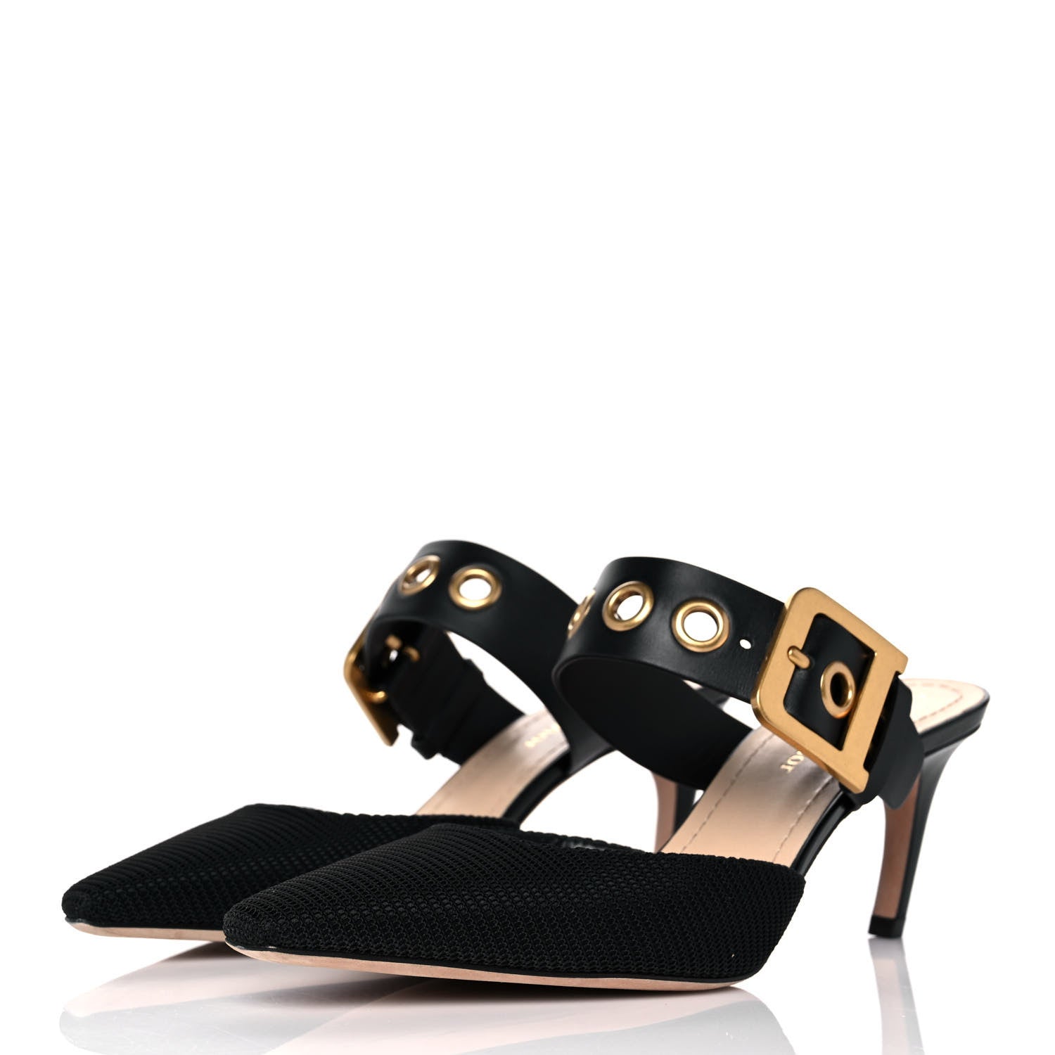 Christian Dior Technical Fabric Calfskin D-Dior 65mm Mules 37.5 Black 3 of 9
