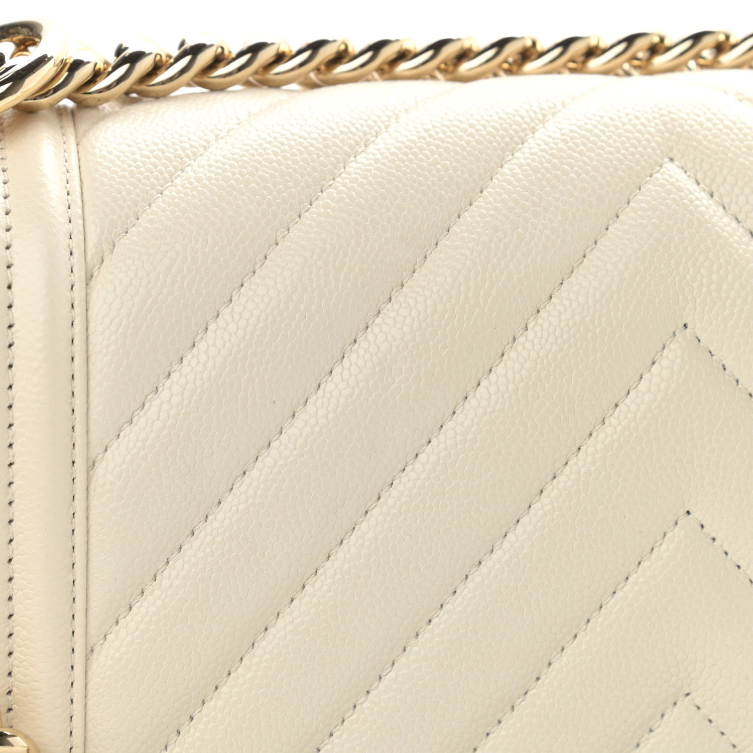 Chanel Caviar Chevron Quilted Medium Boy Flap Beige 11 of 12