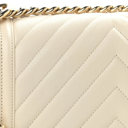 Chanel Caviar Chevron Quilted Medium Boy Flap Beige 11 of 12